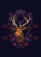 Deer head with sacred geometry pattern on black background vector