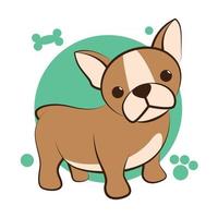 Color vector illustration cartoon on a white background of a cute French Bulldog.