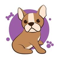 Color vector illustration cartoon on a white background of a cute French Bulldog.