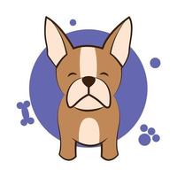 Color vector illustration cartoon on a white background of a cute French Bulldog.