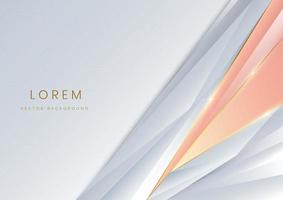 Abstract template triangle gray and soft pink stripes 3d with golden line concept design on white background. vector