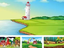 Four different nature horizontal scene vector