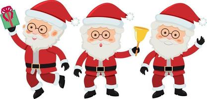 Set of Santa Claus cartoon character with different positions vector