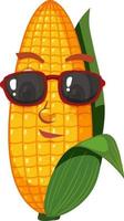 Cute corn cartoon character with face expression on white background vector