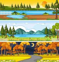 Set of different nature horizontal scenes vector