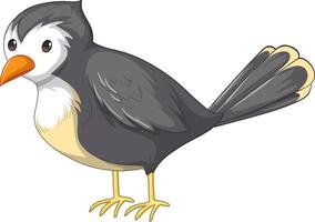 A grey bird in standing pose in cartoon style isolated vector