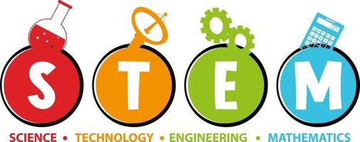 Colourful STEM education text icon vector