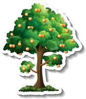 Orange tree sticker on white background vector