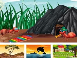 Four different nature horizontal scene vector