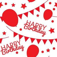 Happy Birthday Background with Balloons, Flags and Stars. Simple vector