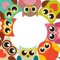 Cute Owl Pattern Background with Place for Your Text Vector Illu