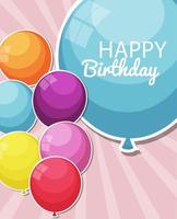 Color Glossy Happy Birthday Balloons Banner Background Vector Illustration