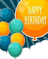 Color Glossy Happy Birthday Balloons Banner Background Vector Illustration