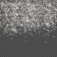 Falling Shining Snowflakes and Snow on Transparent Background. Christmas, Winter and New Year Background. Realistic Vector illustration for Your Design