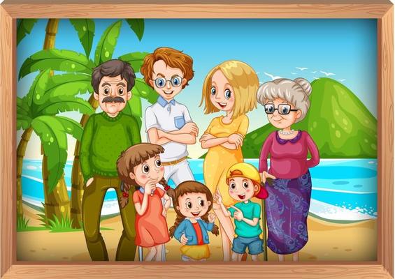 Family photo on vacation background