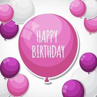 Color Glossy Happy Birthday Balloons Banner Background Vector Illustration