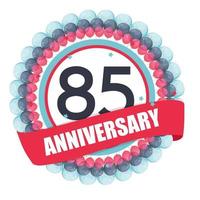 Cute Template 85 Years Anniversary with Balloons and Ribbon Vector Illustration