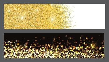 Gold sparkles Christmas Banners. Vector Illustration