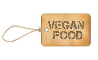 Ilustración de vector de etiqueta de grunge de papel viejo comida vegana