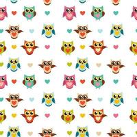 Cute Owl Seamless Pattern Background Vector Illustration