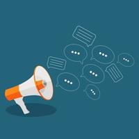 Social Media Flat Concept with Megaphone and Speech Bubles Messa vector