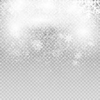 Falling Shining Snowflakes and Snow on Transparent Background. Christmas, Winter and New Year Background. Realistic Vector illustration for Your Design