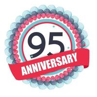 Cute Template 95 Years Anniversary with Balloons and Ribbon Vector Illustration