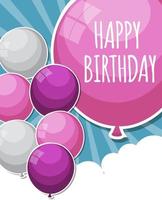 Color Glossy Happy Birthday Balloons Banner Background Vector Illustration