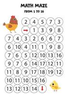 Math game for children. Get hen to the chicken. vector