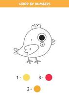 Página para colorear con pollo de dibujos animados lindo. juego de matemáticas para niños. vector