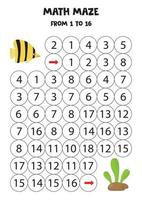 Math maze for children. Fish swims to seaweed. vector