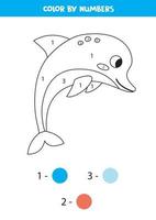 Coloring page for children. Cute cartoon blue dolphin. vector