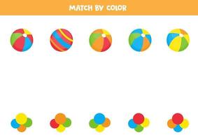 emparejar bolas por color. juego de clasificación para niños. vector