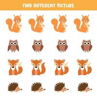 Find animal in reach row which is different from others. vector