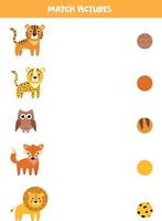 juego de correspondencias para niños. encontrar el patrón de animal. vector