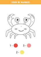 Coloring page with cute cartoon crab. Worksheet for kids. vector