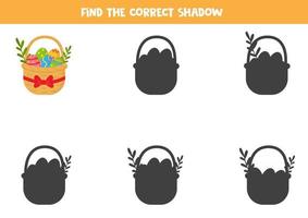 Find the right shadow of Easter basket. vector