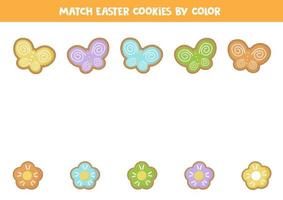 Match Easter flowers and butterflies by colors. vector