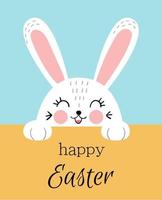 Happy Easter greeting card with cute bunny. vector