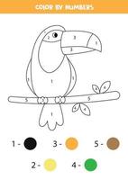 Página para colorear con lindo tucán. juego de matemáticas para niños. vector