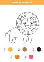 Coloring book with cute cartoon lion. Worksheet for children. vector