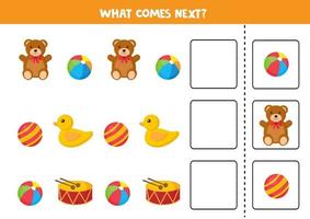 What comes next. Find the right picture. Child toys. vector
