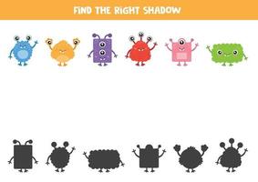 Shadow matching game for preschool kids. Educational worksheet. vector