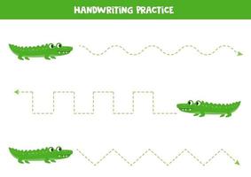 Tracing lines with green crocodiles. African animals. vector