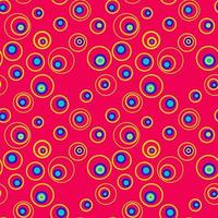 Vector illustration of bright psychedelic seamless pattern with multicolored circles of various shapes