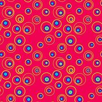 Vector illustration of bright psychedelic seamless pattern with multicolored circles of various shapes