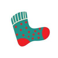 A sock with a pattern of polka dots. Christmas stocking. Vector illustration