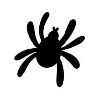 Black spider isolated on a white background. Silhouette of a spider. Design element for Halloween. Vector stock illustration