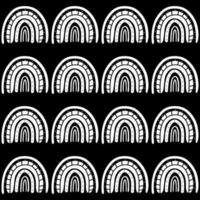 Rainbow black and white pattern. White rainbow pattern. Hand-drawn vector illustration in a minimalistic Scandinavian style