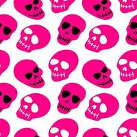 The pattern of the skull. Purple skulls on a white background.Vector illustration. Bright and fashionable design for Halloween, Day of the dead, tattoos, prints, poster vector